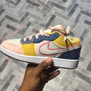 Jordan Pink and Yellow Sneakers Vibrant Design